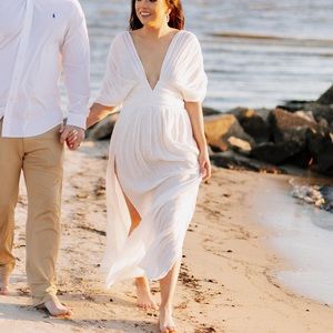 Beautiful white maxi dress with slit.